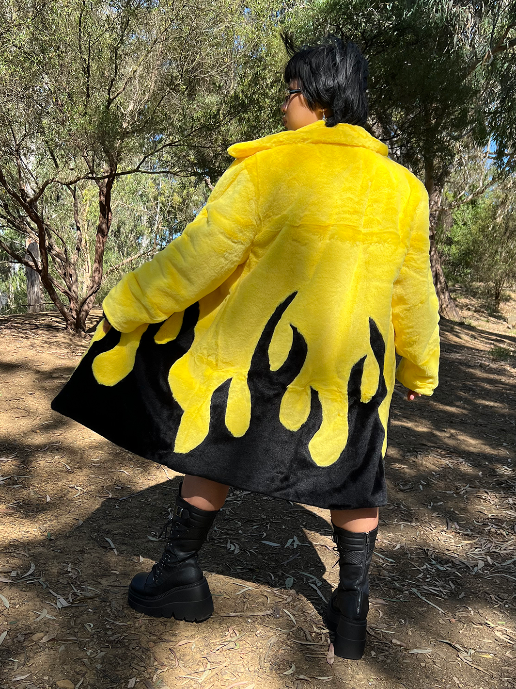 *COLLAB* PURE FIRE FAUX FUR JACKET - YELLOW/BLACK • READY TO SHIP •