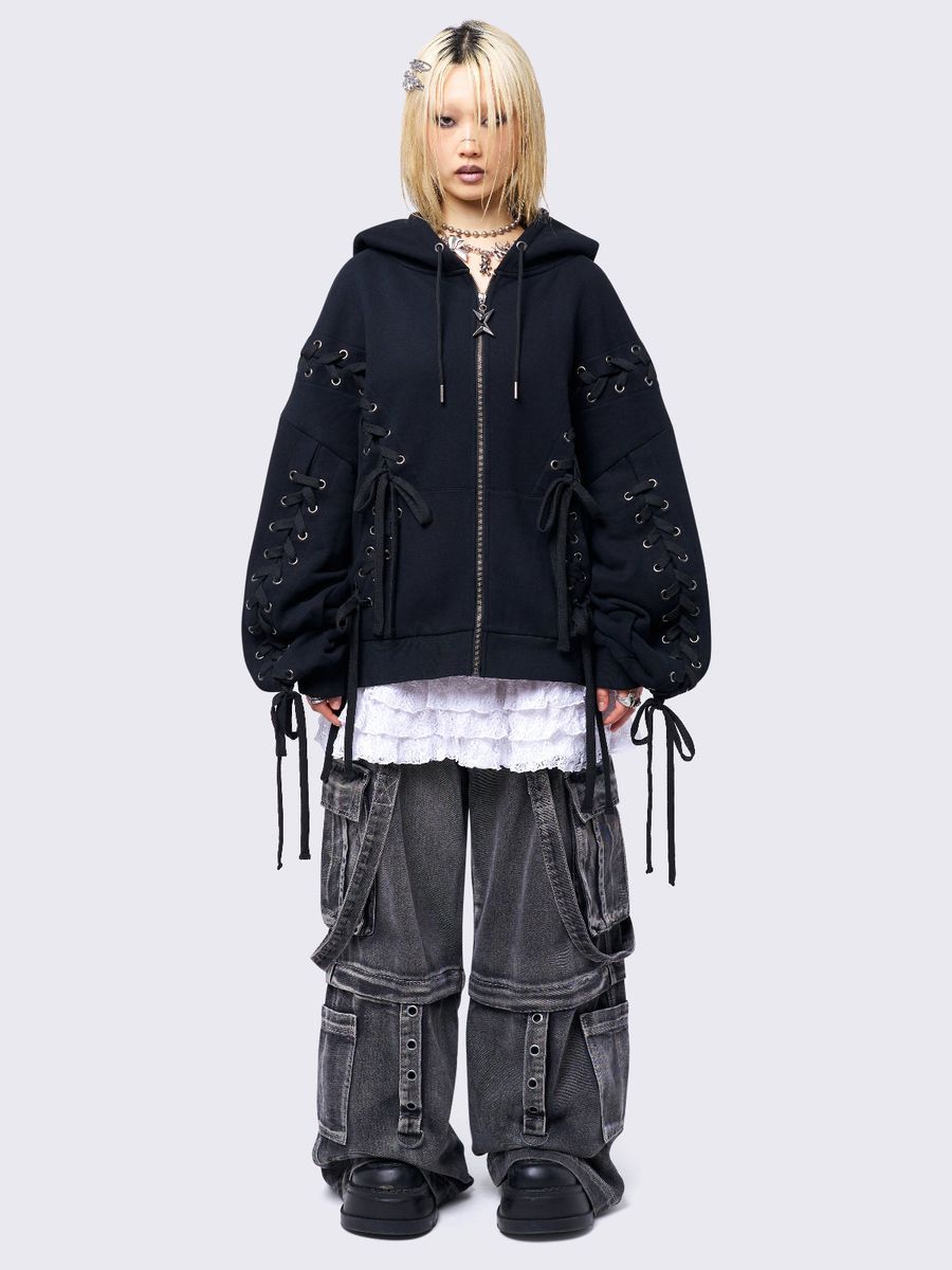 MIA BLACK ZIP UP HOODIE