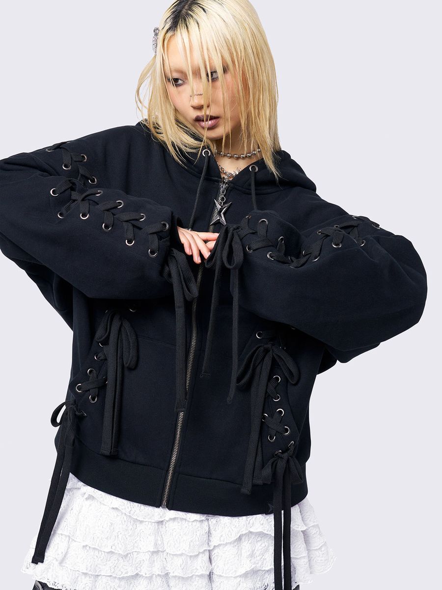 MIA BLACK ZIP UP HOODIE