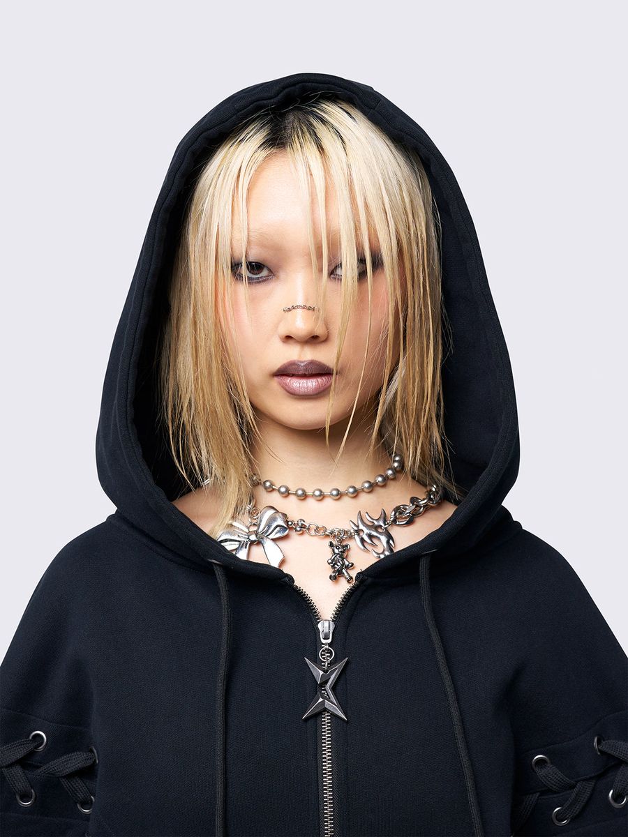 MIA BLACK ZIP UP HOODIE