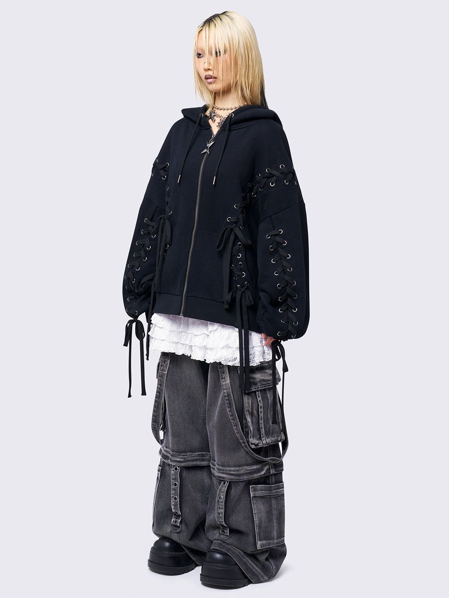 MIA BLACK ZIP UP HOODIE