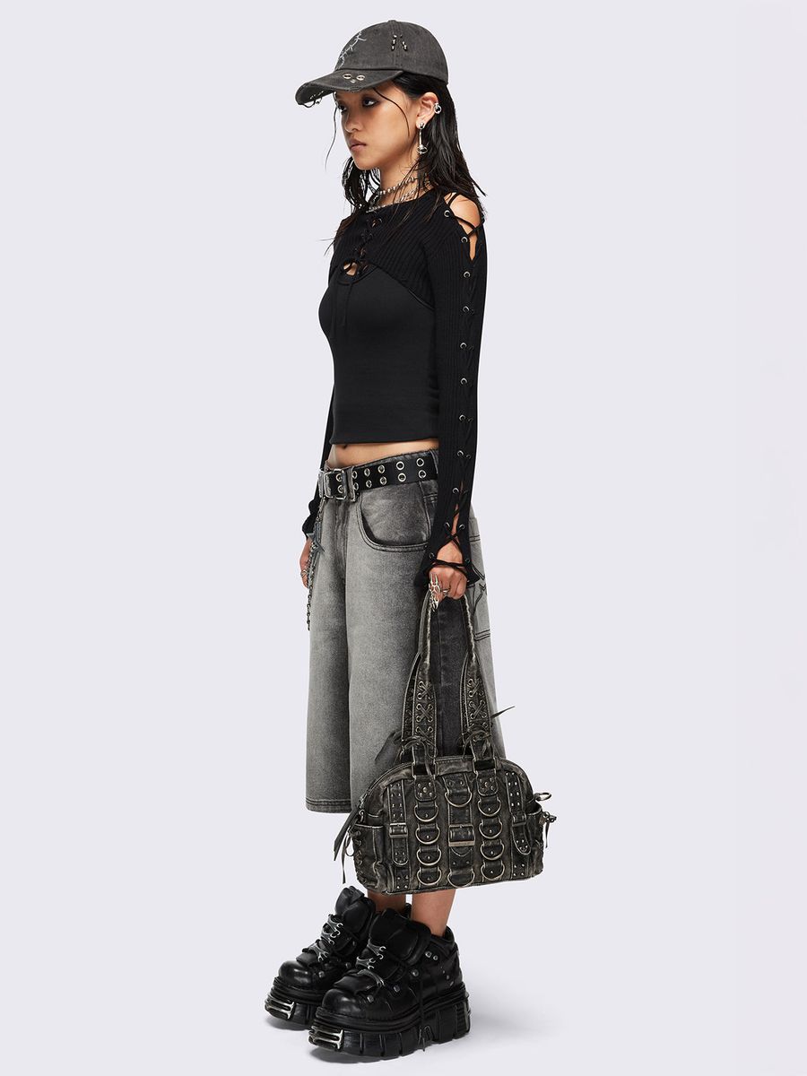 BUCKLED UP VEGAN SHOULDER BAG