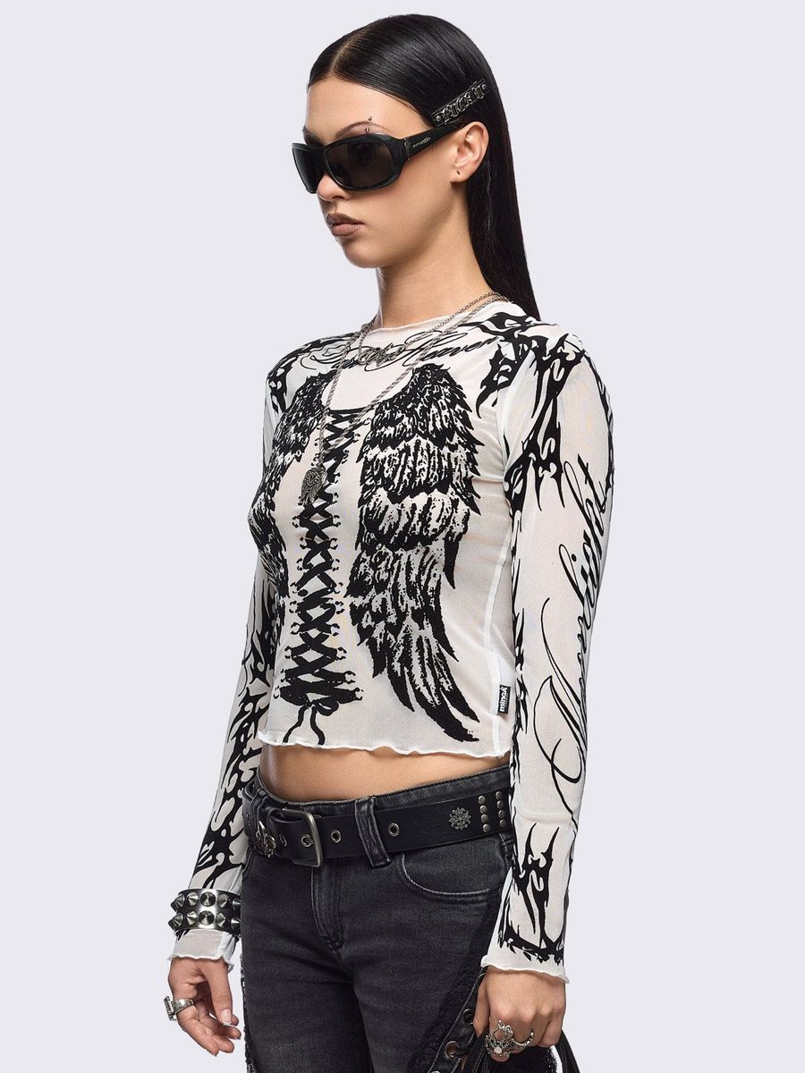WING IT WHITE MESH TOP