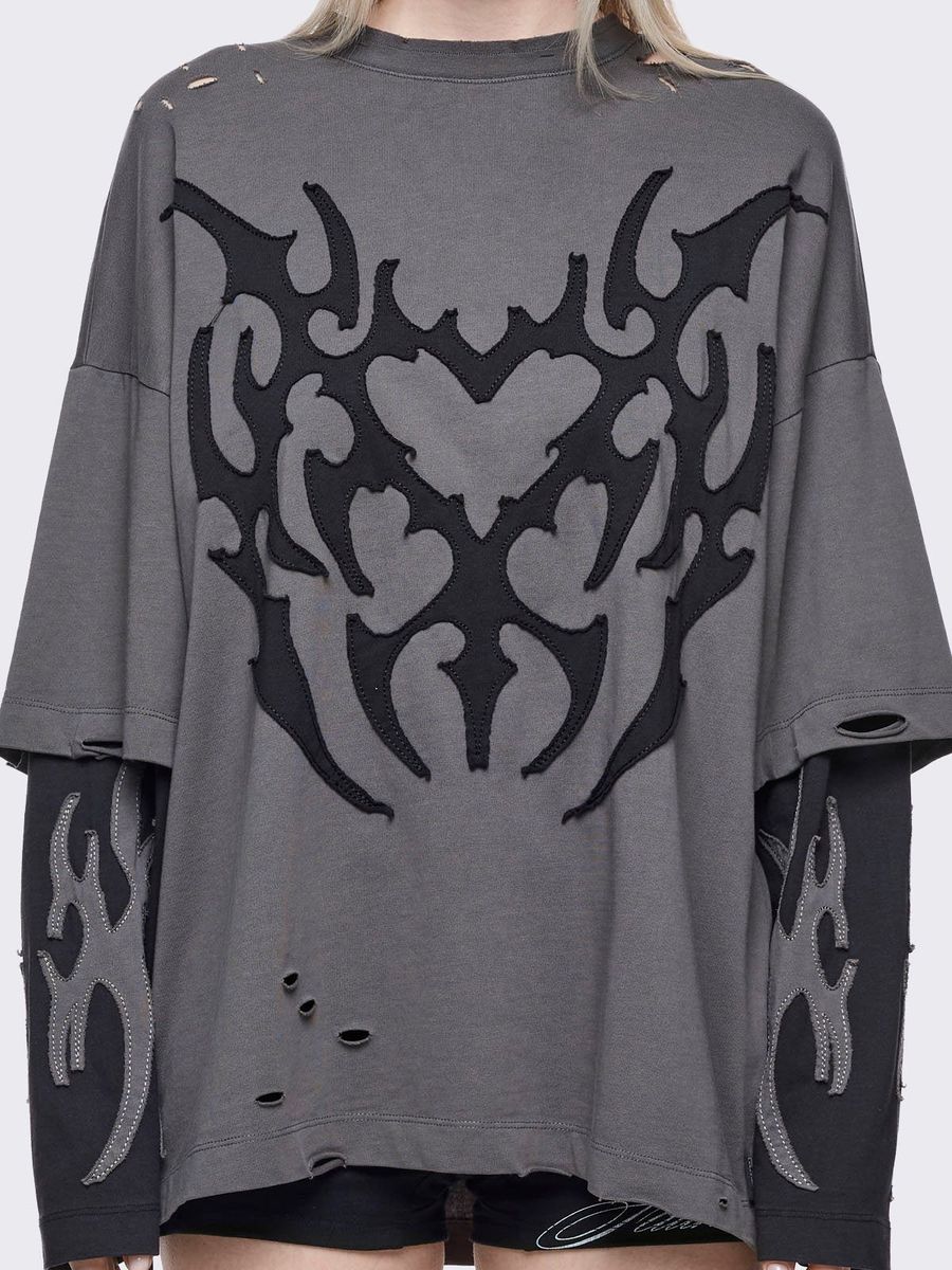 LUVX GREY LAYERED T-SHIRT