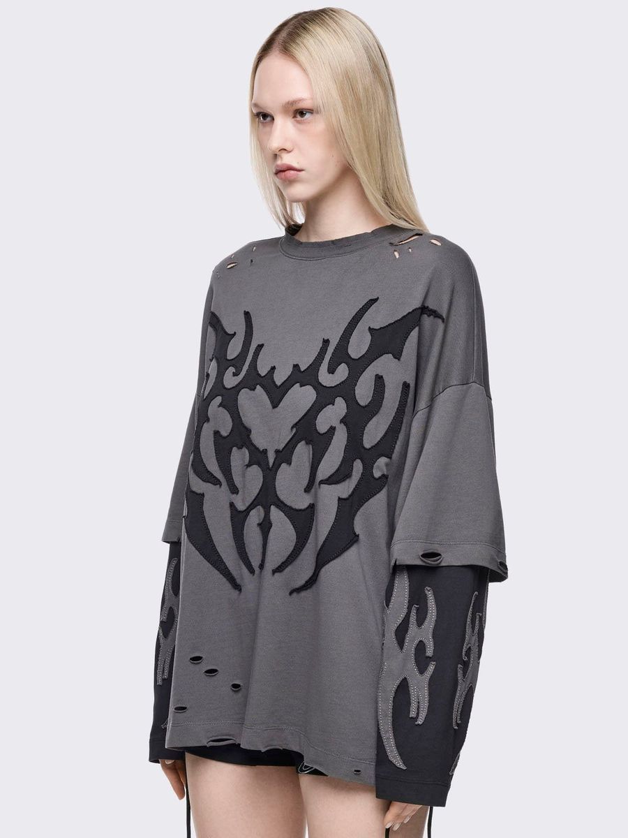 LUVX GREY LAYERED T-SHIRT