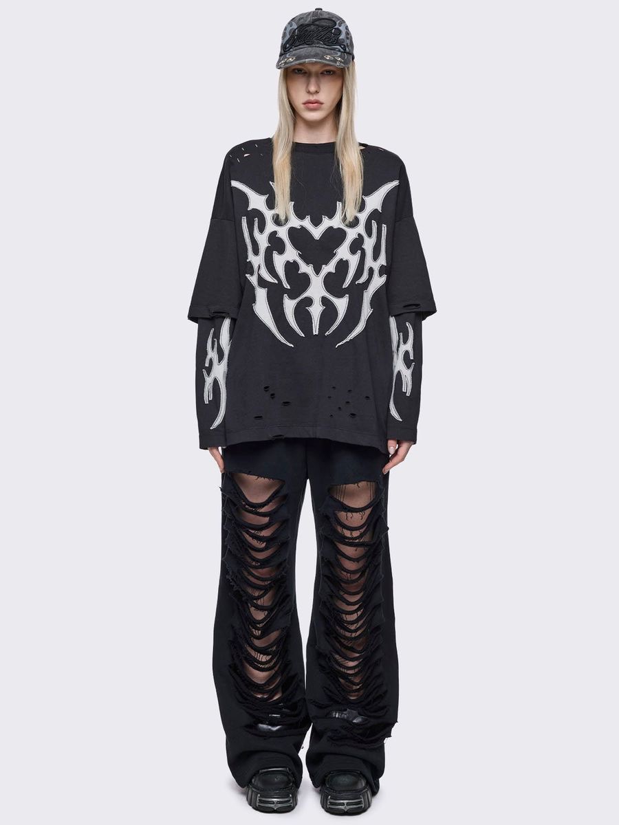 LUVX BLACK LAYERED T-SHIRT