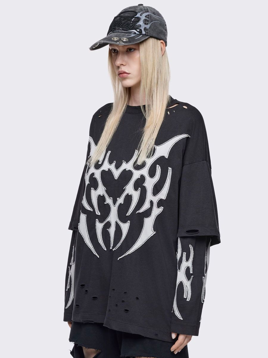 LUVX BLACK LAYERED T-SHIRT