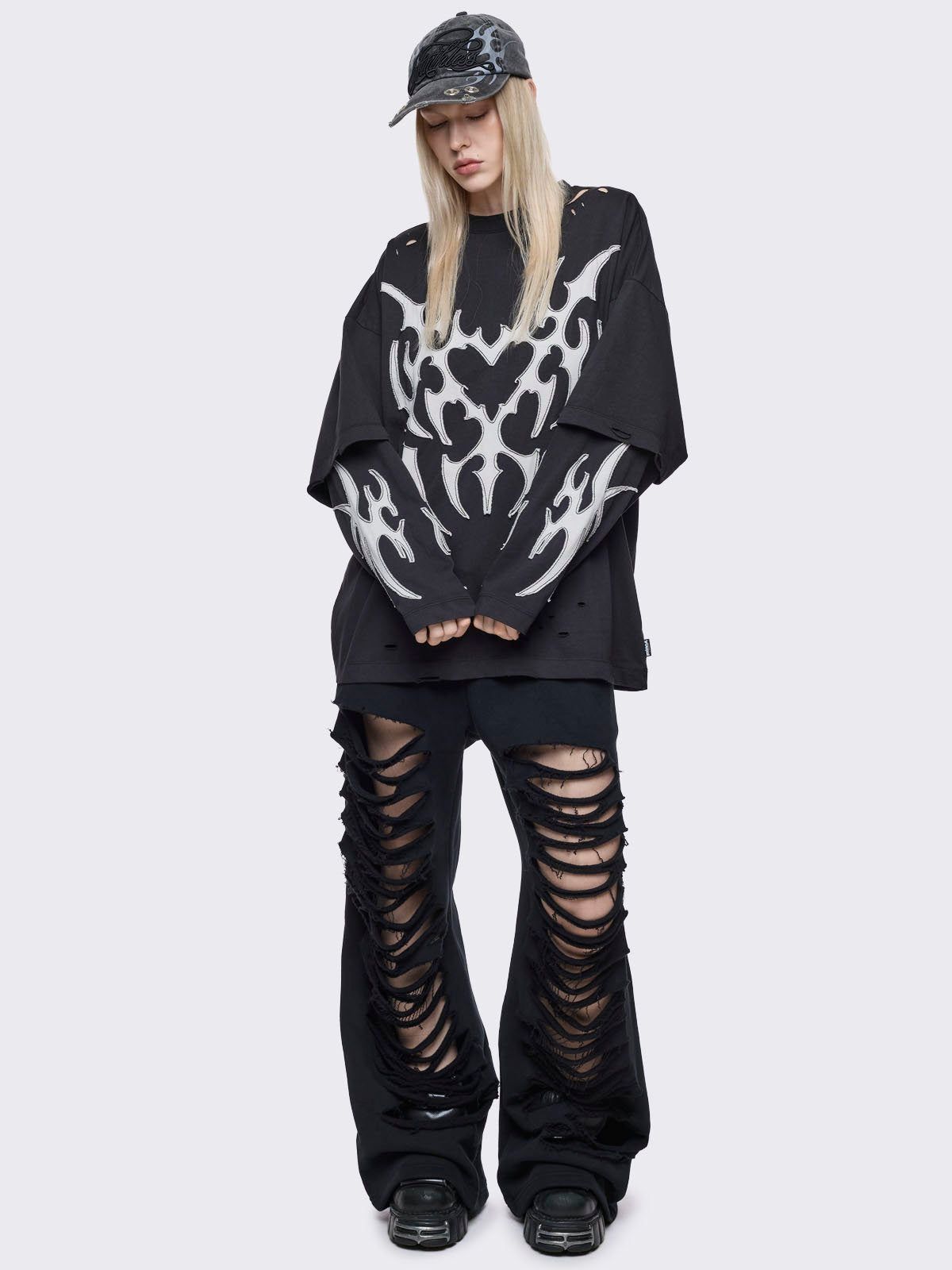 LUVX BLACK LAYERED T-SHIRT