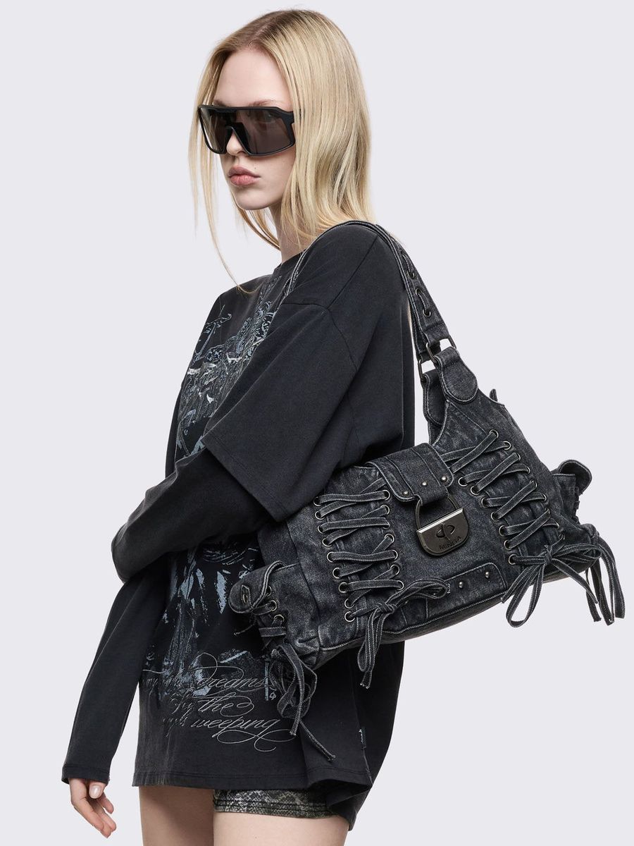 LOCKLYN DENIM SHOULDER BAG