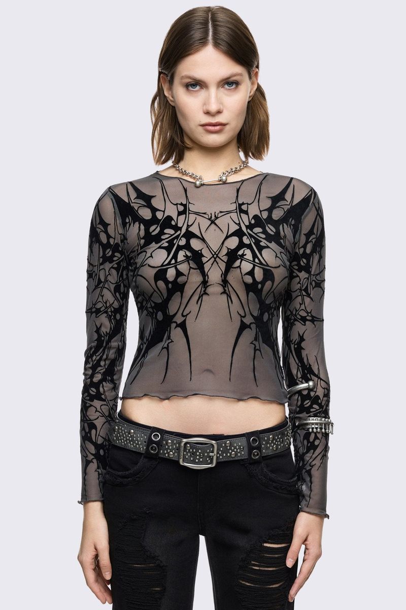 CRYPTIC MESH TOP - GREY