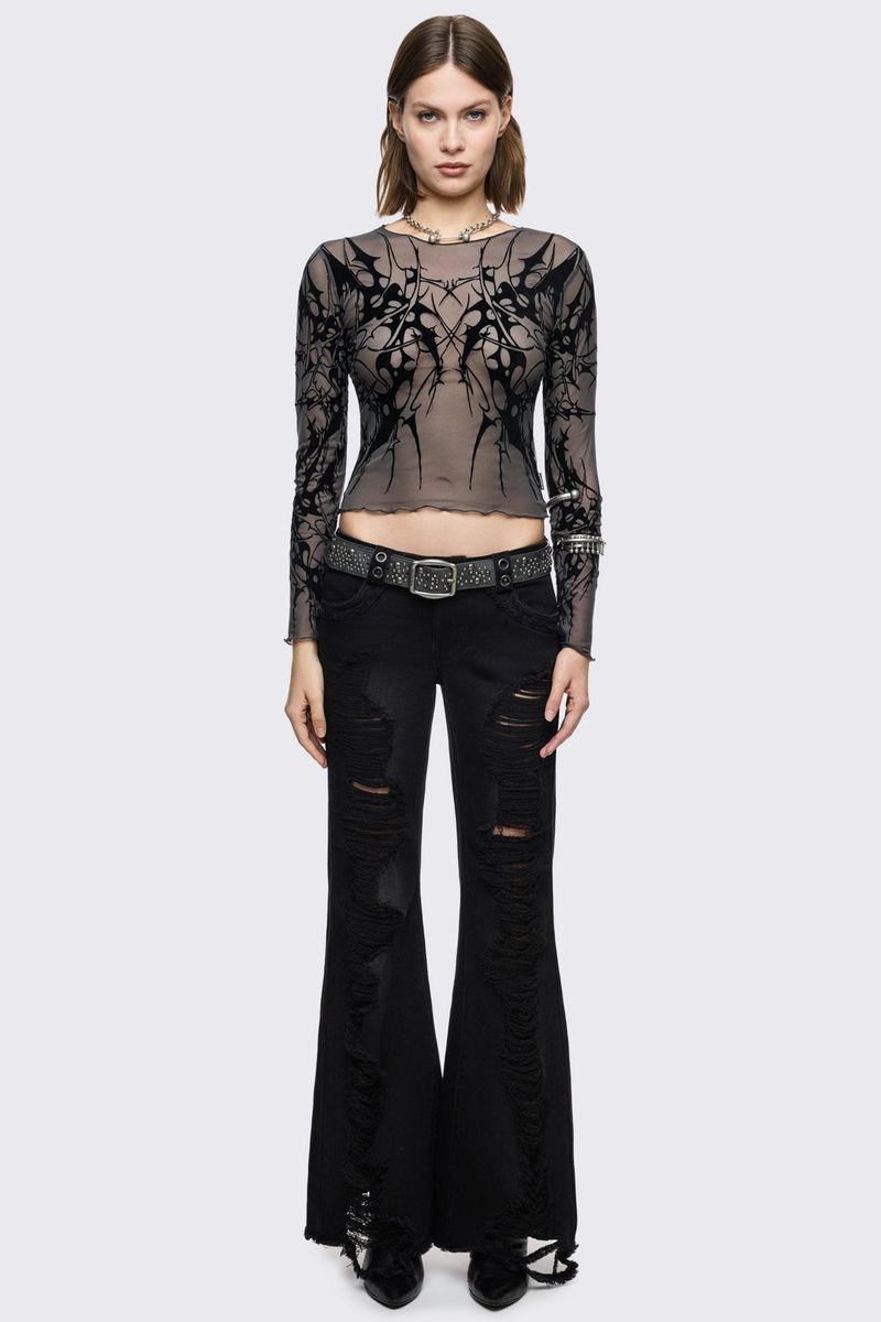 CRYPTIC MESH TOP - GREY