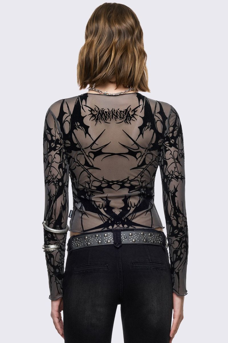 CRYPTIC MESH TOP - GREY