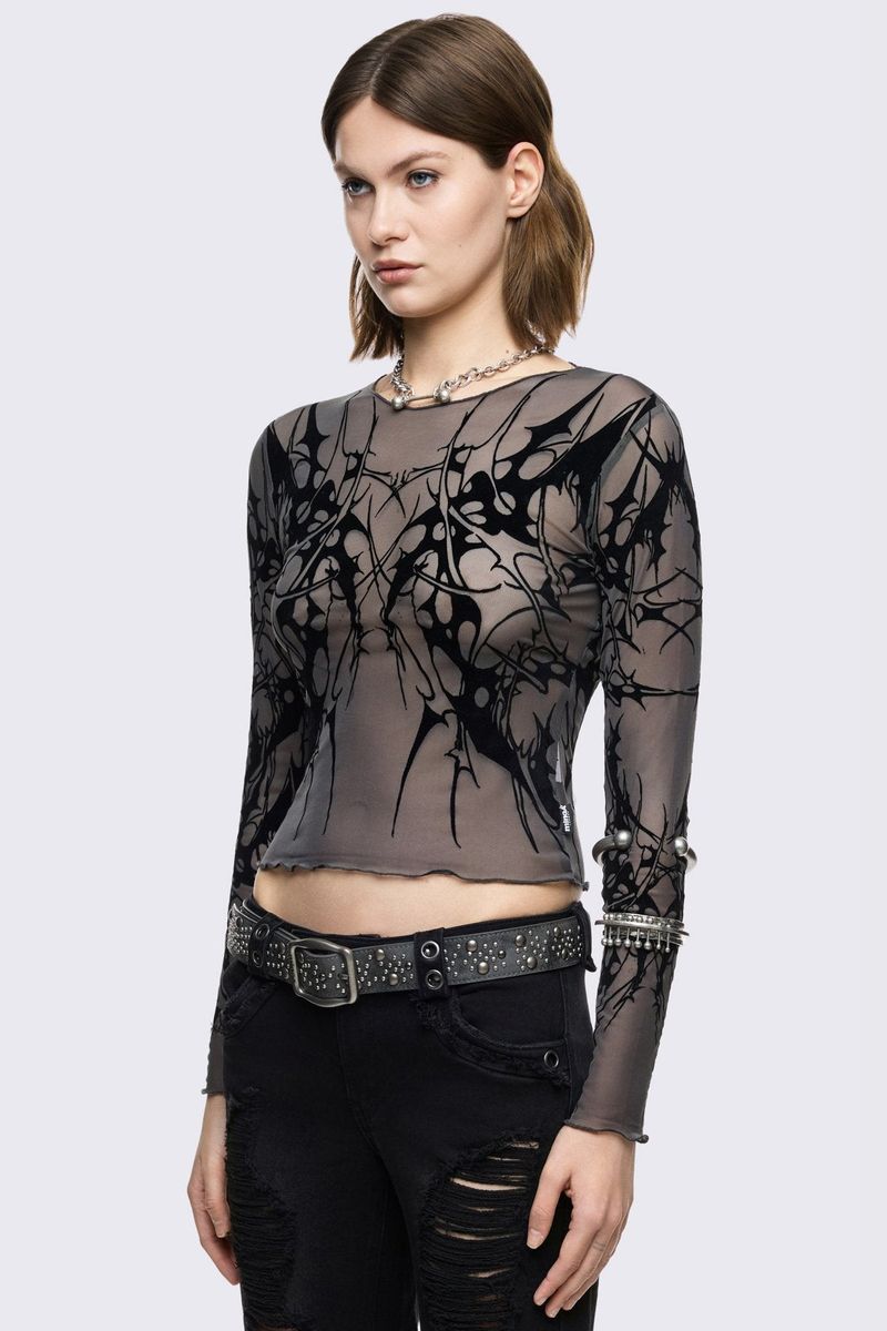 CRYPTIC MESH TOP - GREY