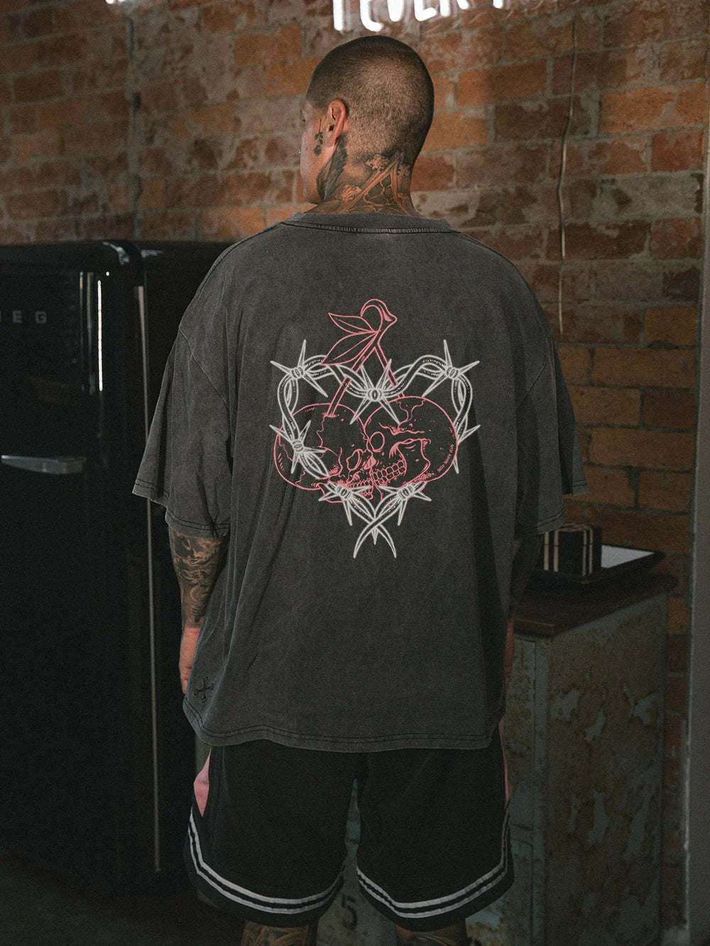 TILL DEATH 4.0 NEON TEE - WASHED BLACK