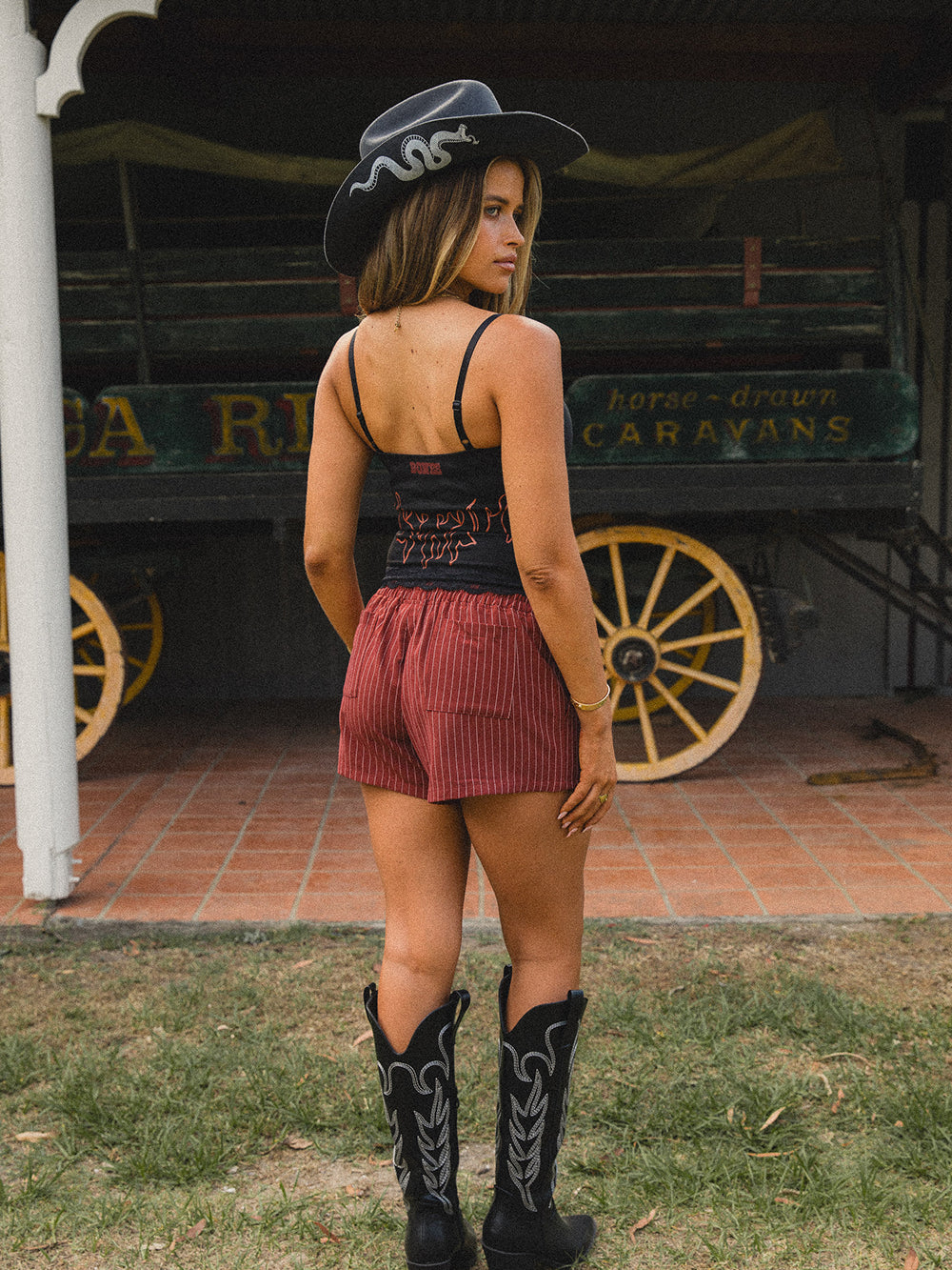 COWBOY STRIPED BOXER SHORTS - RED