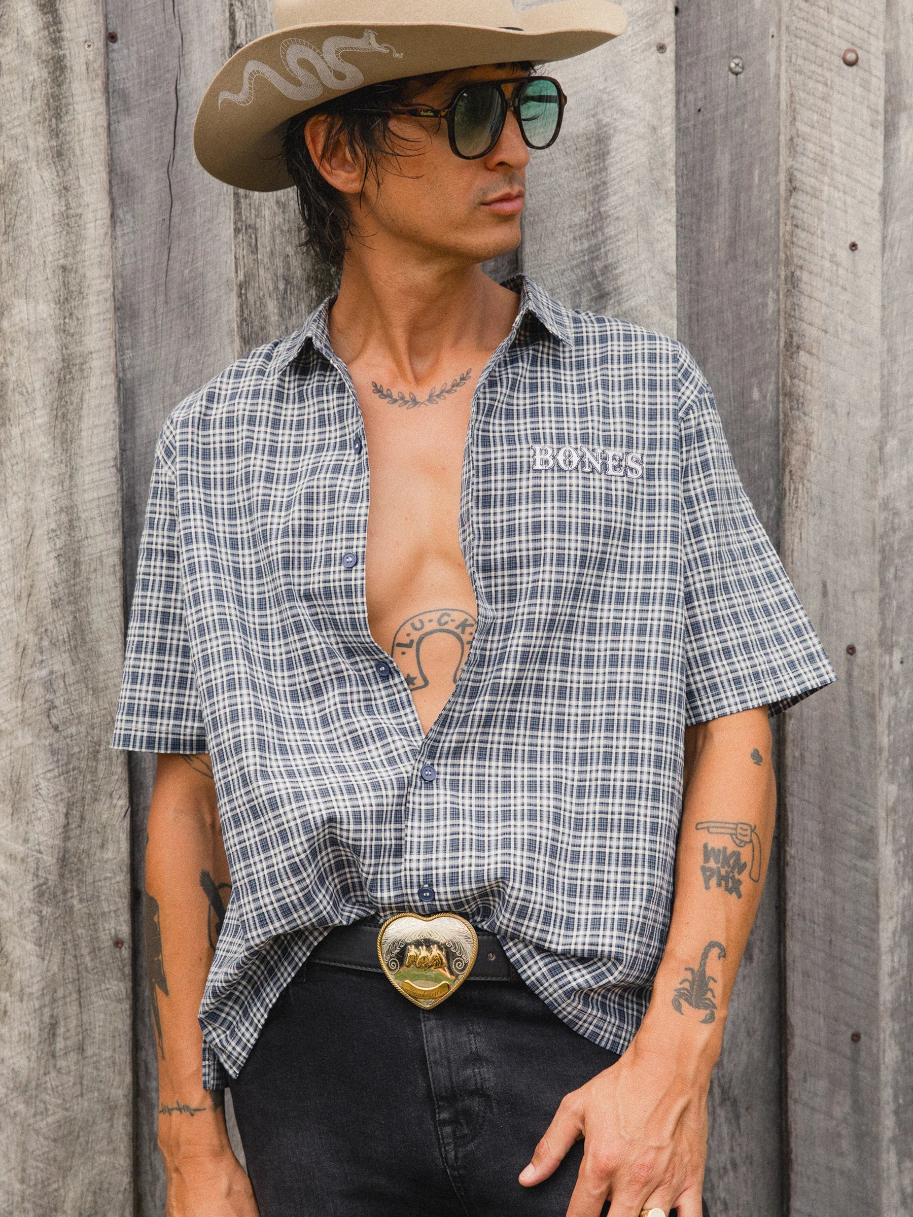 BONES CHECK RODEO 2.0 SHIRT - BLUE