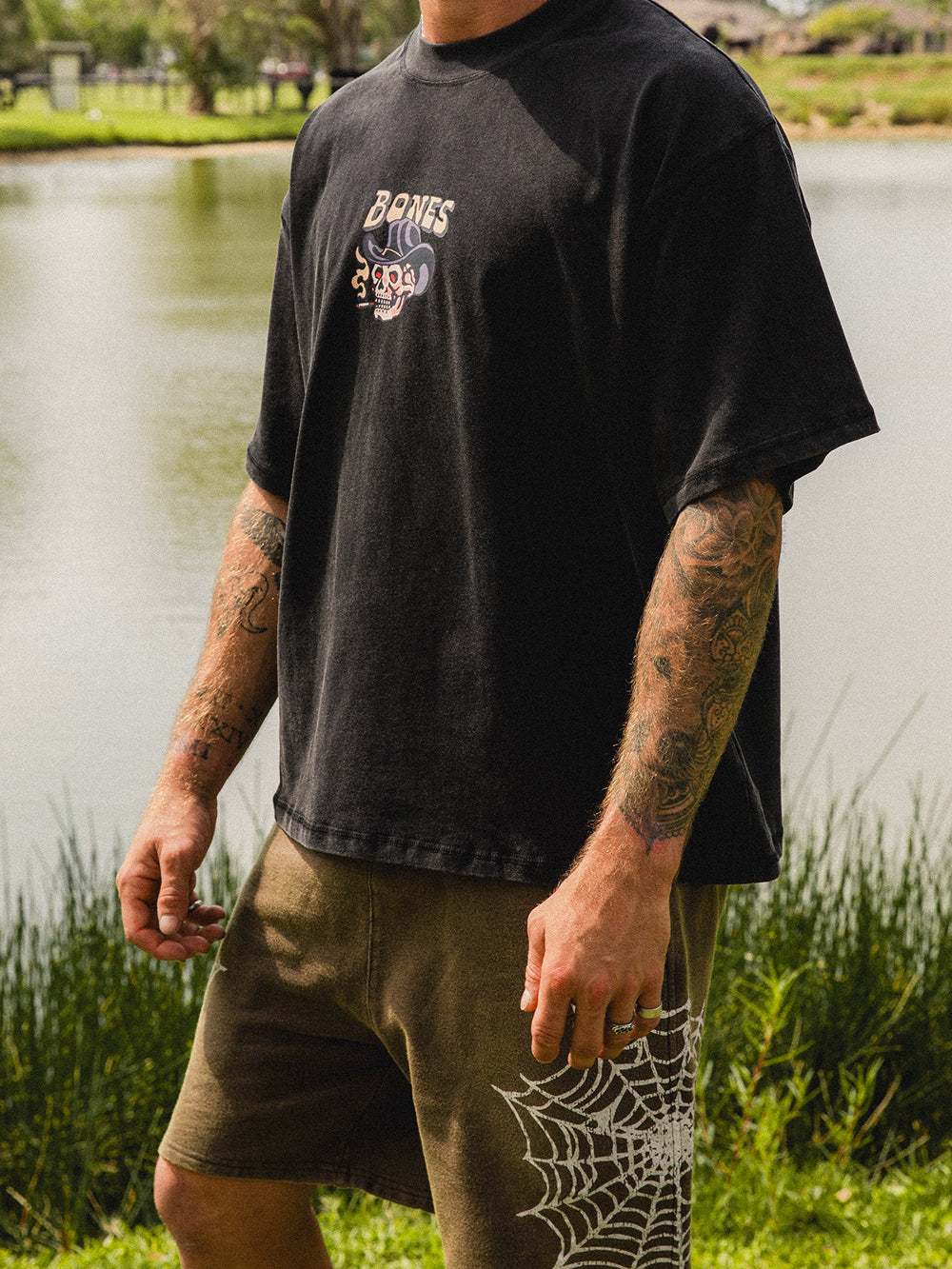 WEBBED JERSEY SHORTS - WASHED BROWN