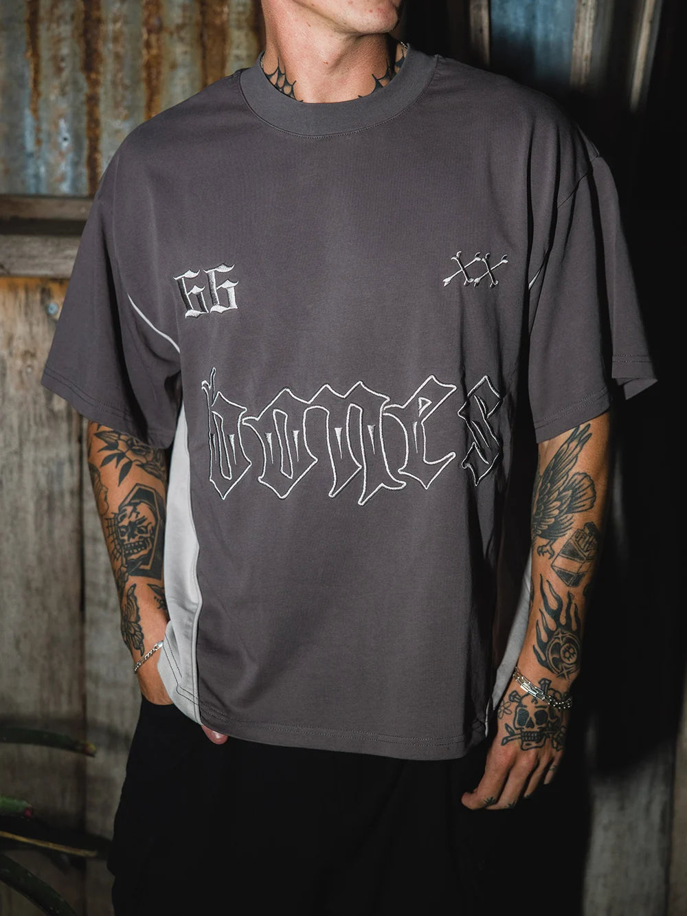 3 PIECE PANEL TEE - CONTRAST GREY