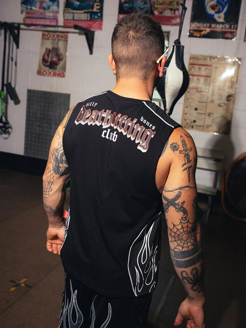 FLAMED MUSCLE TEE - BLACK