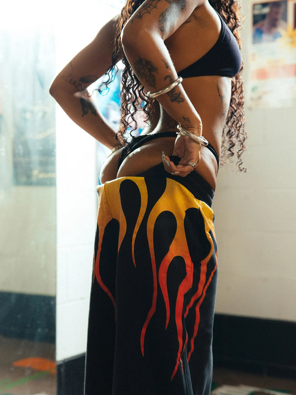 DEATHLIFTING BURNER TRACK PANTS - BLACK/FLAME