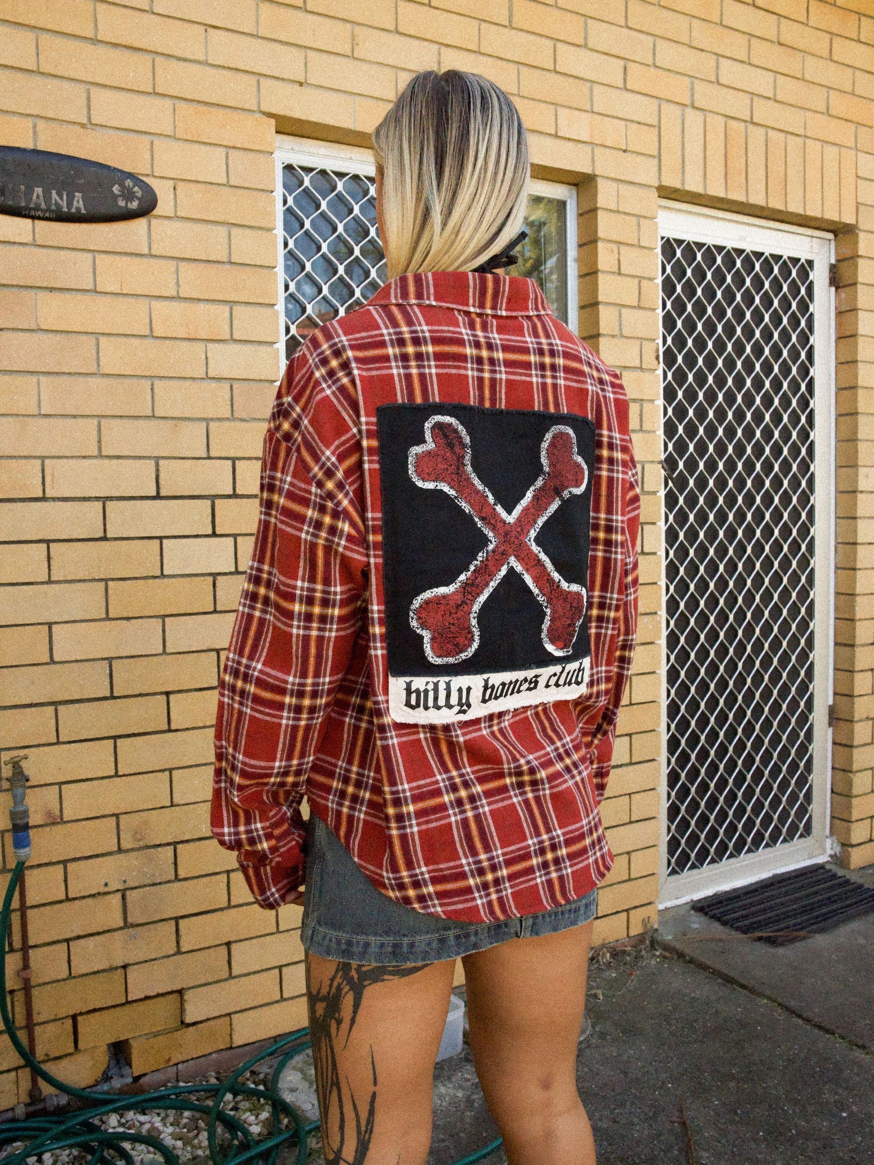 BONES PATCH FLANNEL - RED CHECK