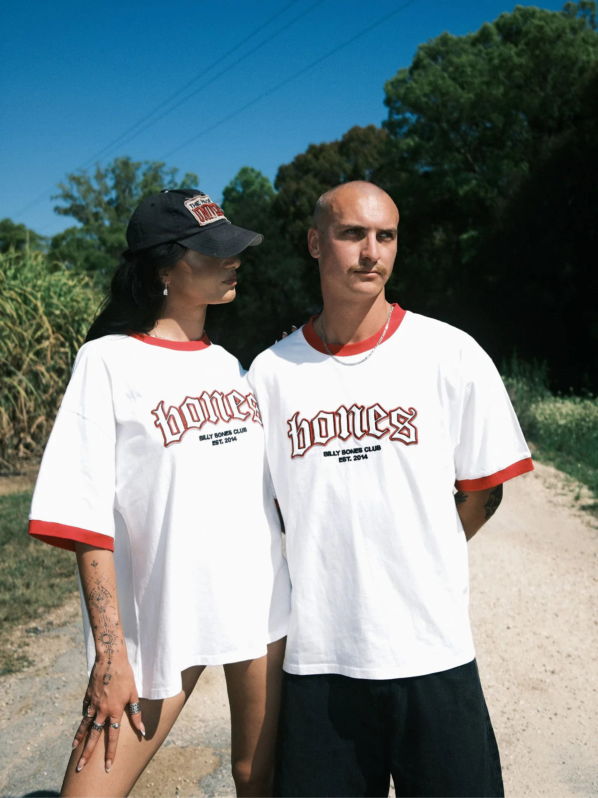 BONES CLASSIC RINGER TEE - VINTAGE WHITE/RED