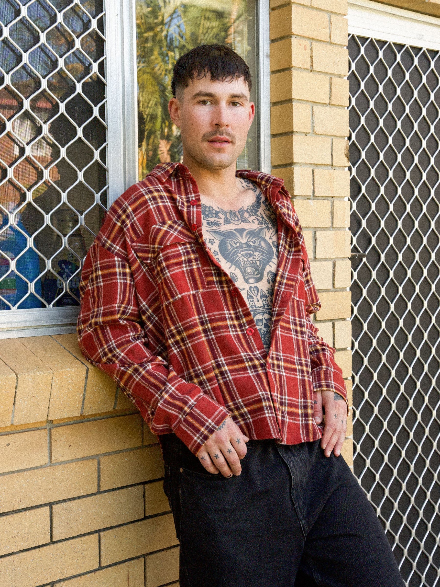 BONES PATCH FLANNEL - RED CHECK