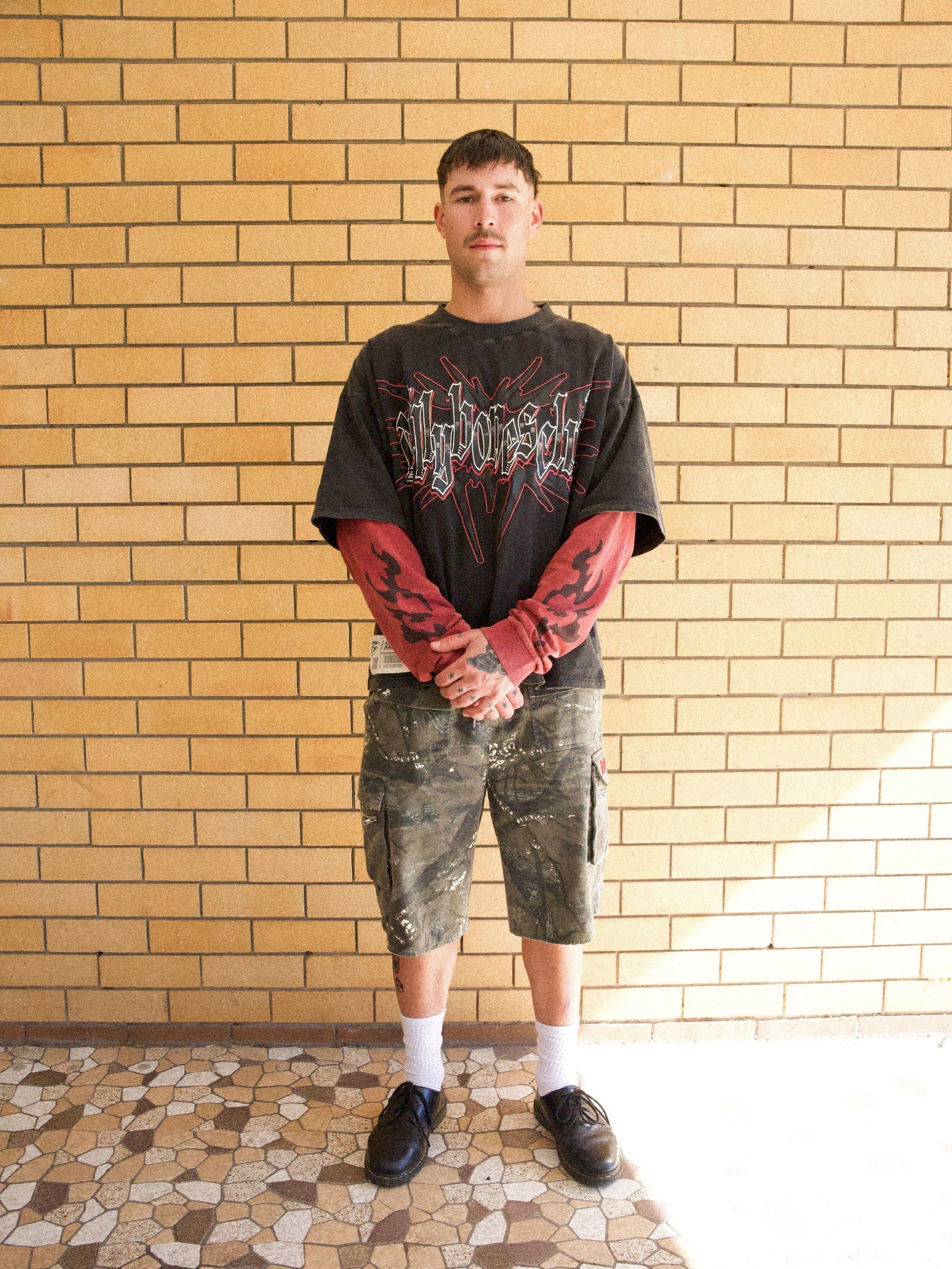 OILCHANGE 2.0 LAYERED TEE - BLACK/RED