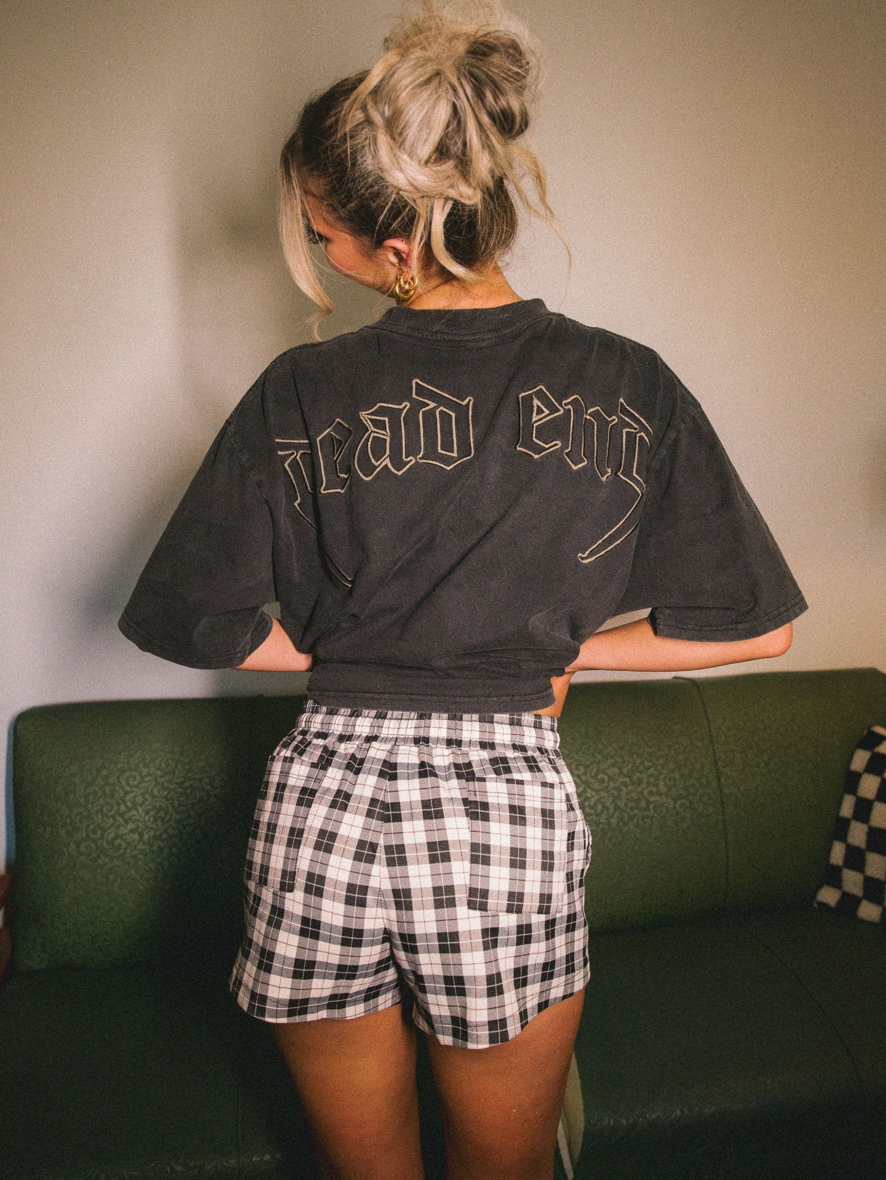 DEAD END CHECK BOXER SHORTS - GREY