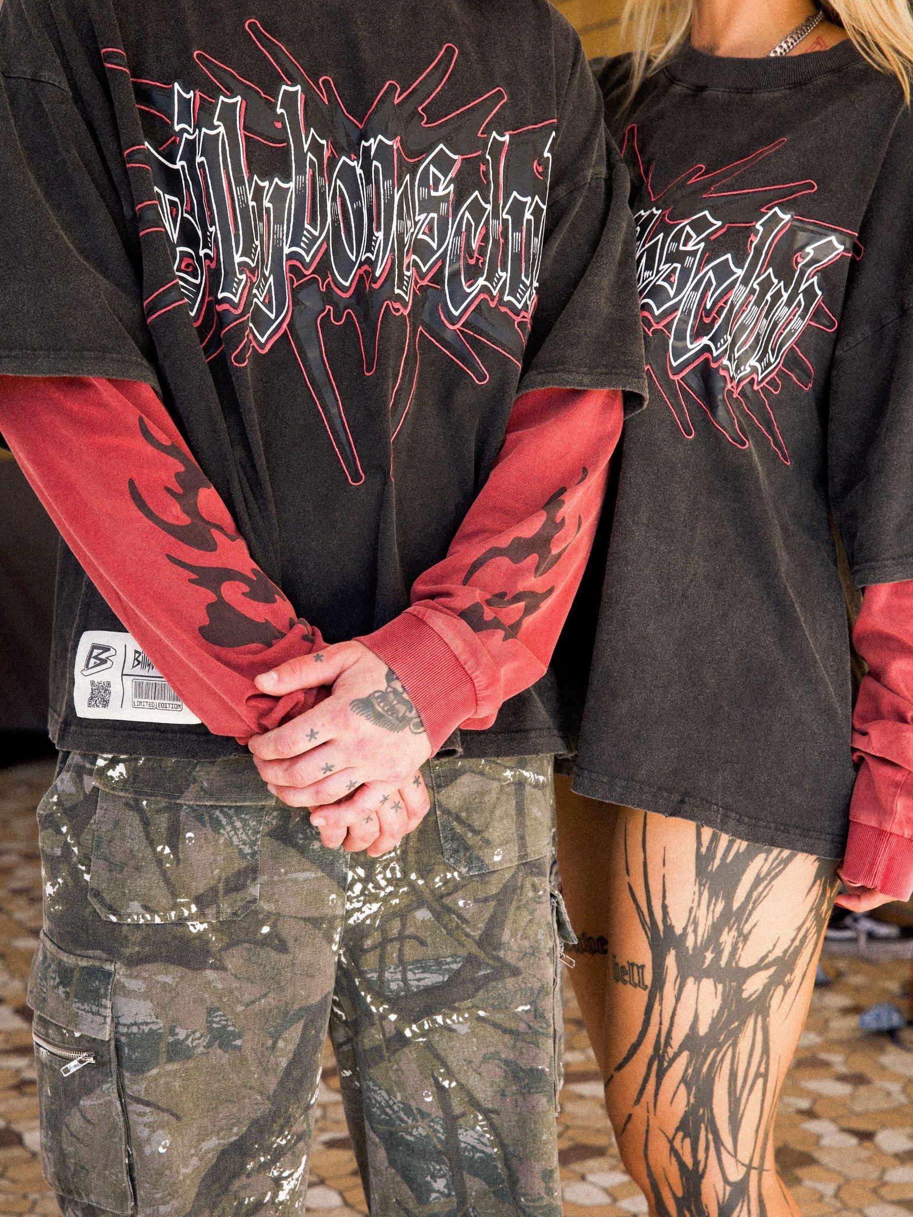 OILCHANGE 2.0 LAYERED TEE - BLACK/RED