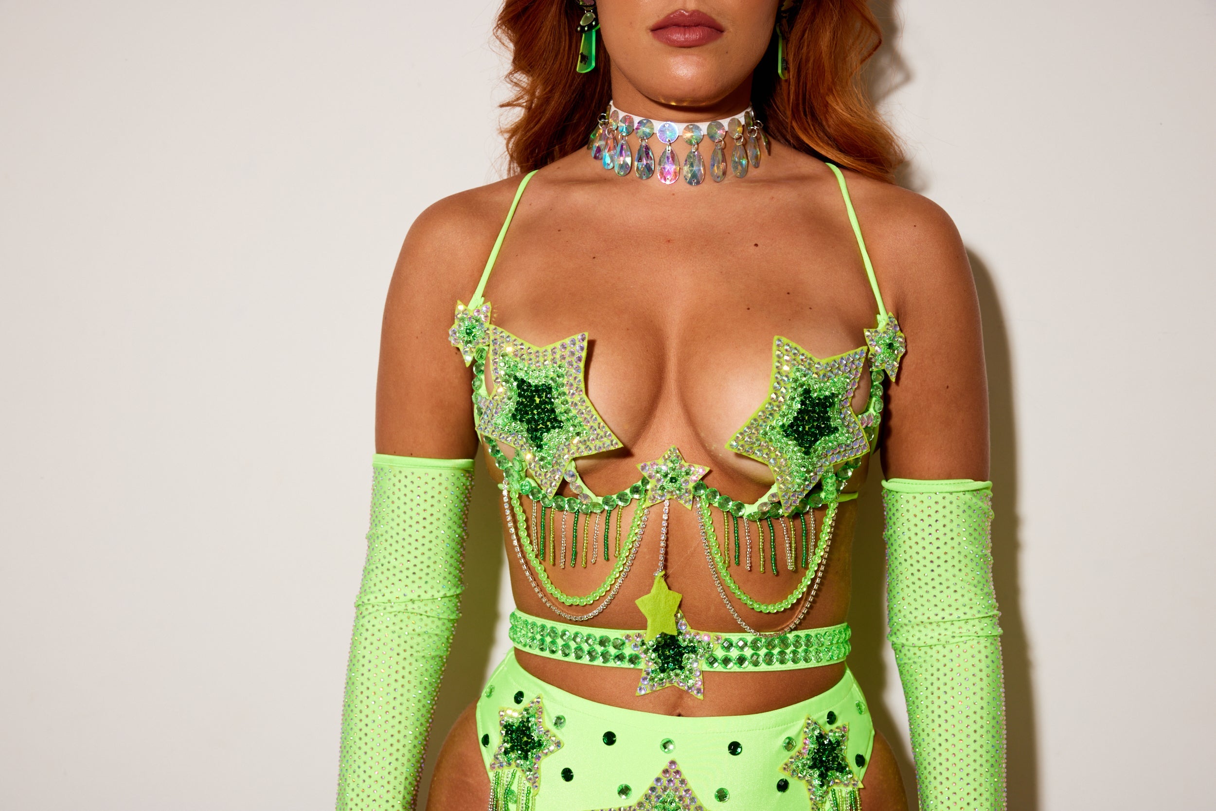Green Stardust Carnival Bra
