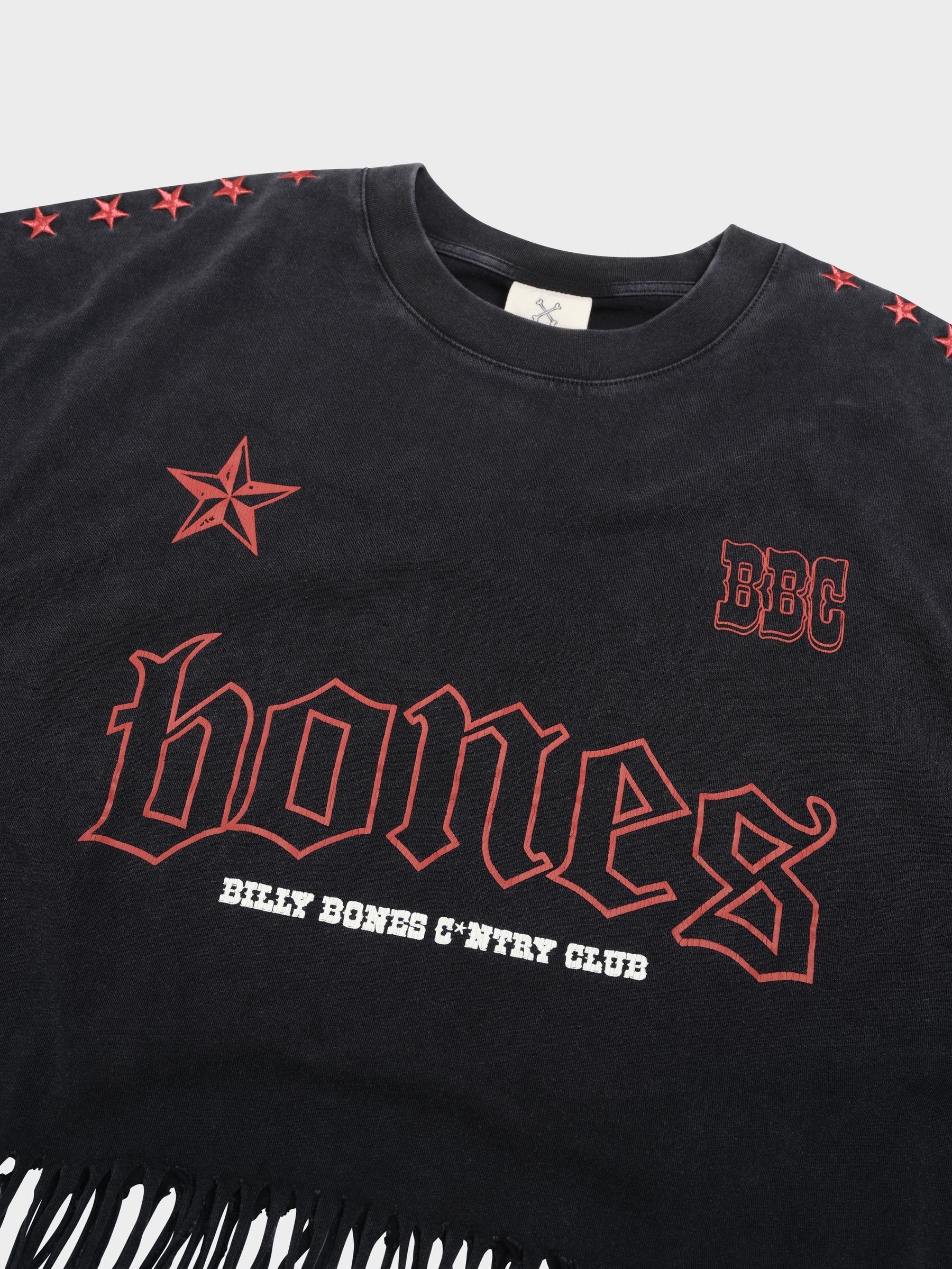 THE FRAYED STACKED TEE - WASHED BLACK