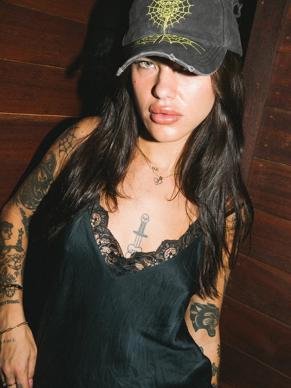 CAUGHT IN MY WEB DAD CAP - WASHED BLACK