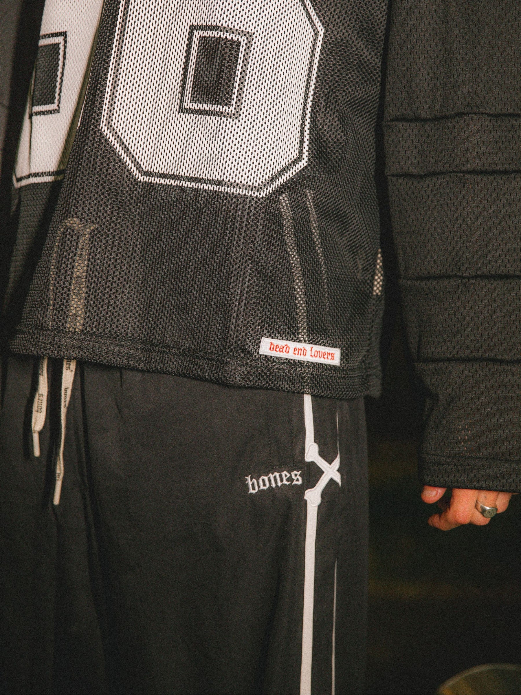 DOUBLE CROSSED TRACK PANTS - BLACK