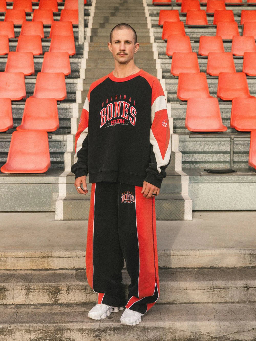 FALSE START TRACKPANTS - WASHED BLACK/RED