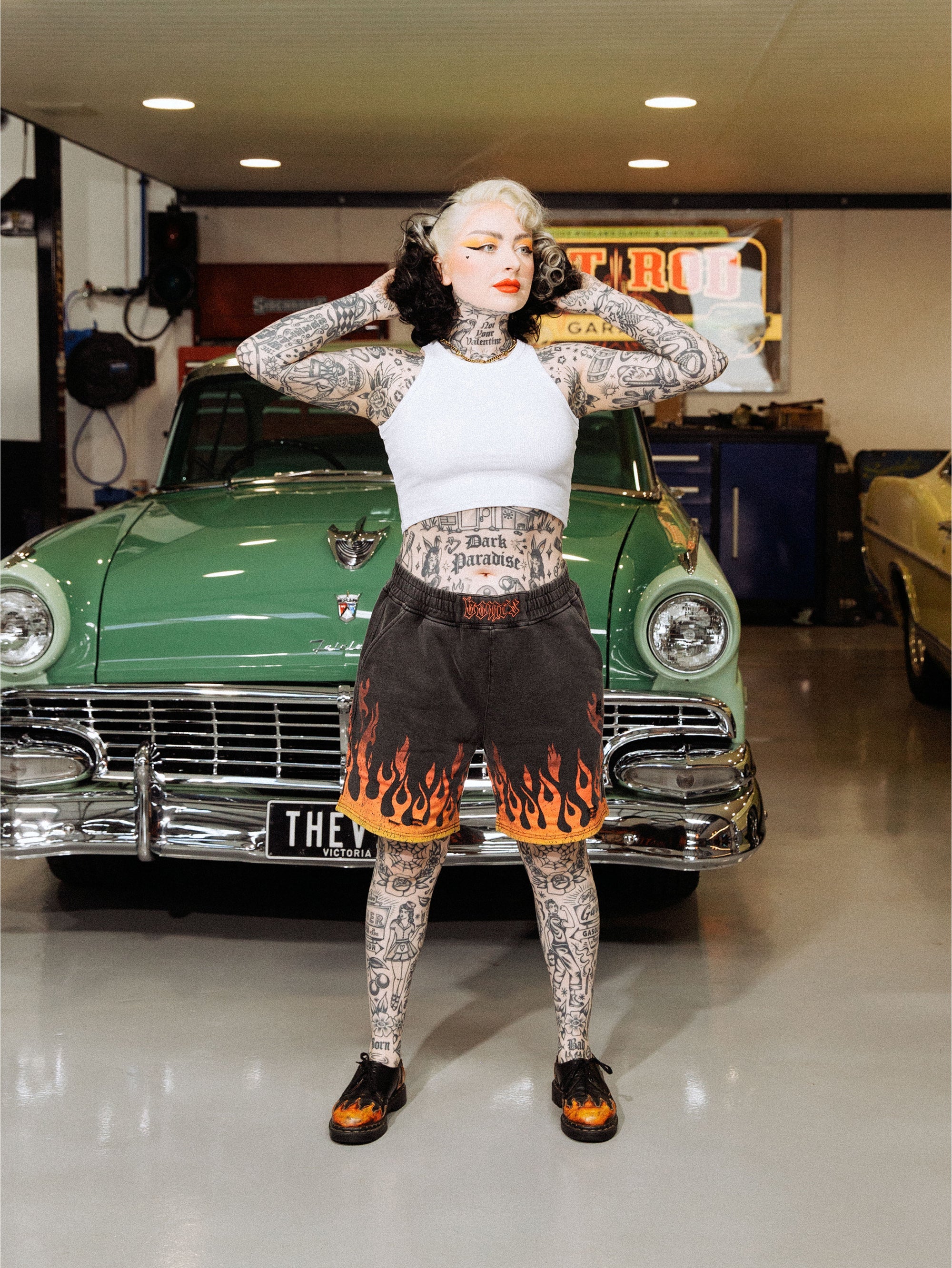 BURNER JERSEY SHORTS - FLAME/WASHED BLACK