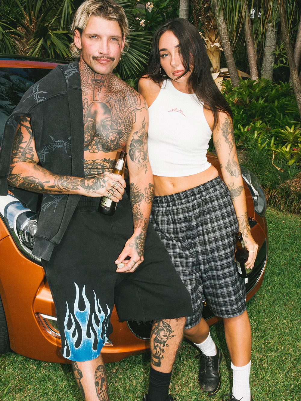 TWO FACED BURNER SHORTS - WASHED BLACK/BLUE