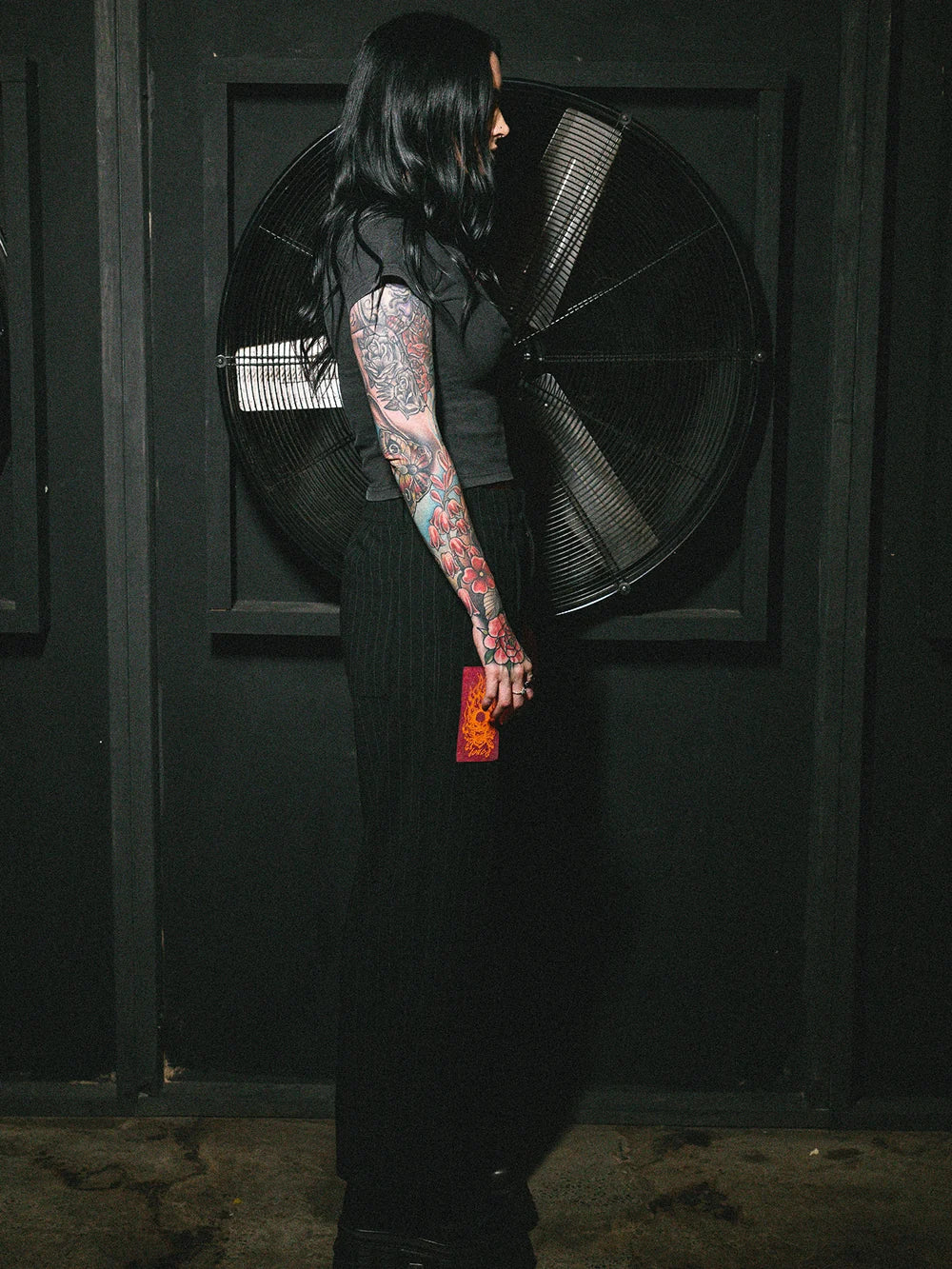 ROCKER PINSTRIPED PANTS - BLACK