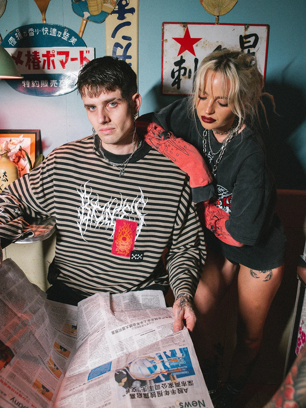 ROCKER LONGSLEEVE PATCH TEE - STRIPED