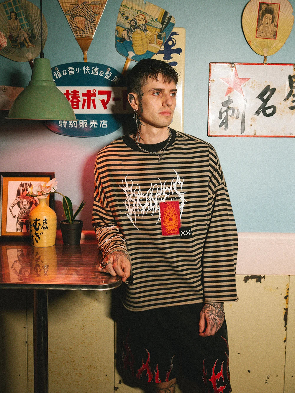ROCKER LONGSLEEVE PATCH TEE - STRIPED