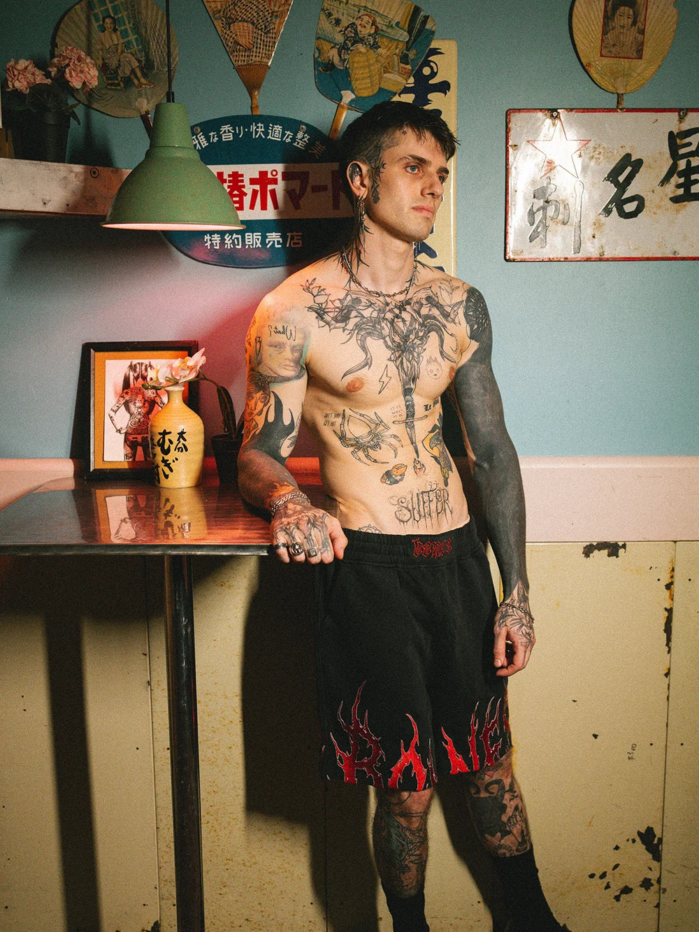 ROCKER JERSEY SHORTS - BLACK/RED