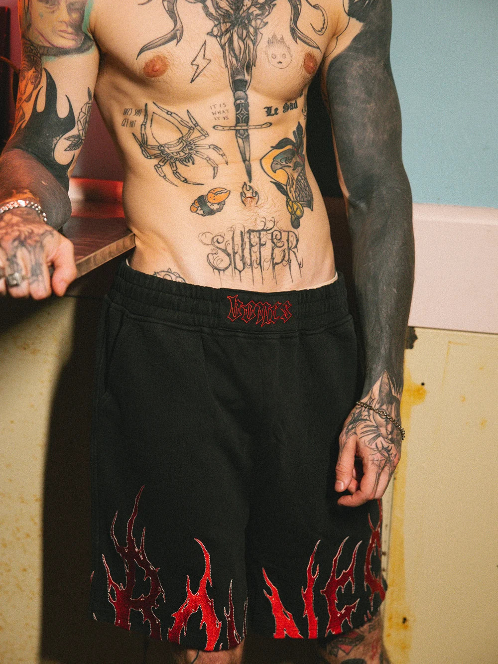 ROCKER JERSEY SHORTS - BLACK/RED