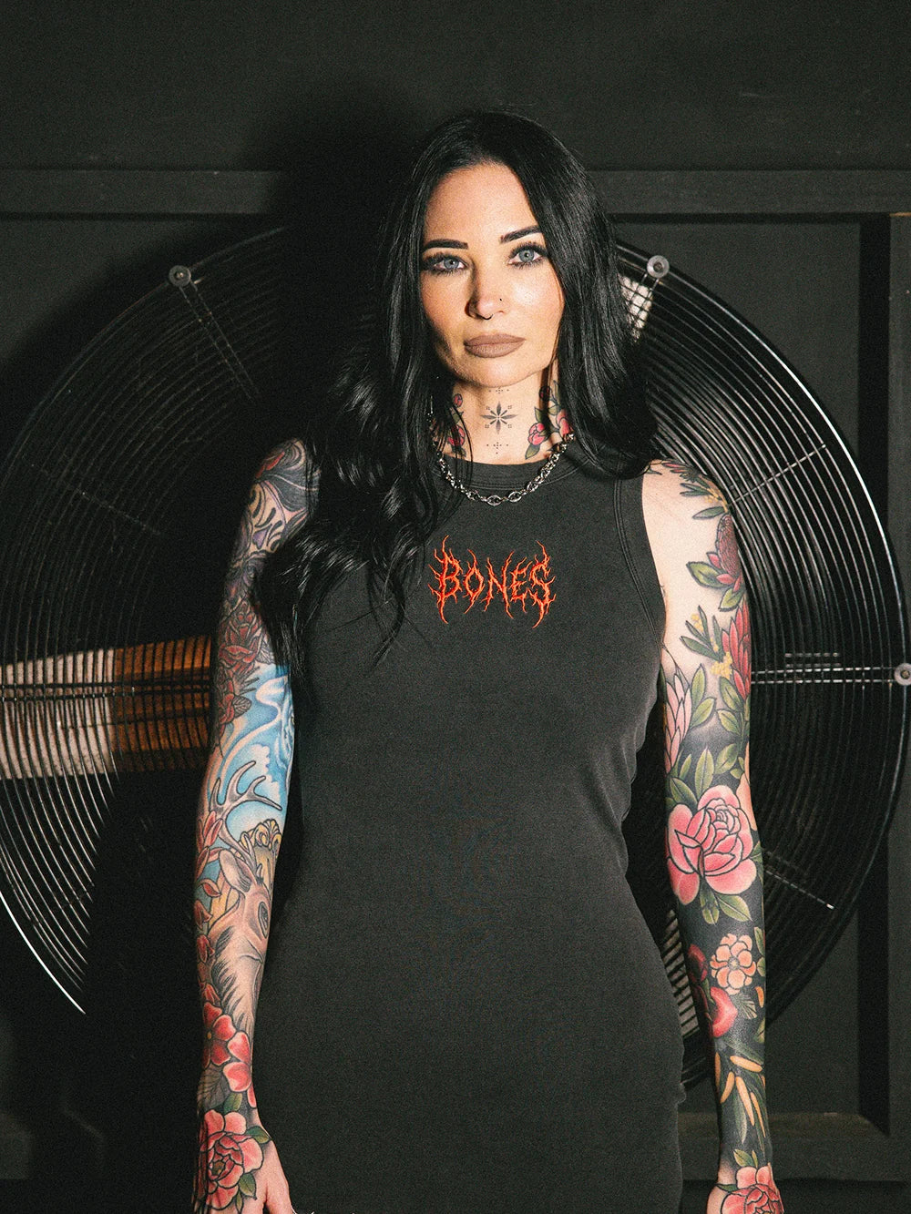 THORNED CAMO DRESS - WASHED BLACK
