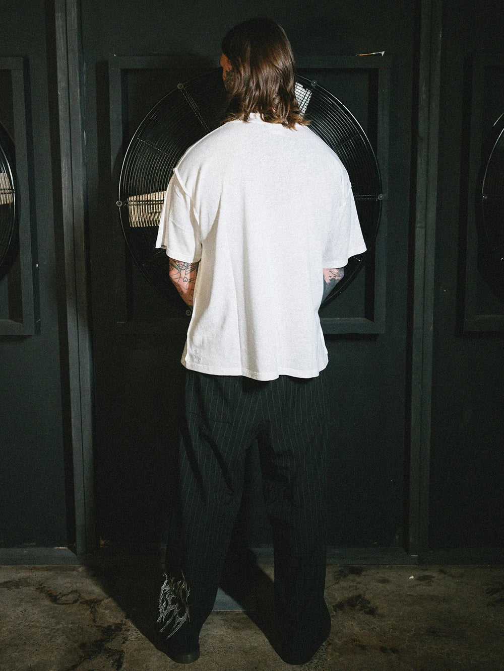 ROCKER PINSTRIPED PANTS - BLACK