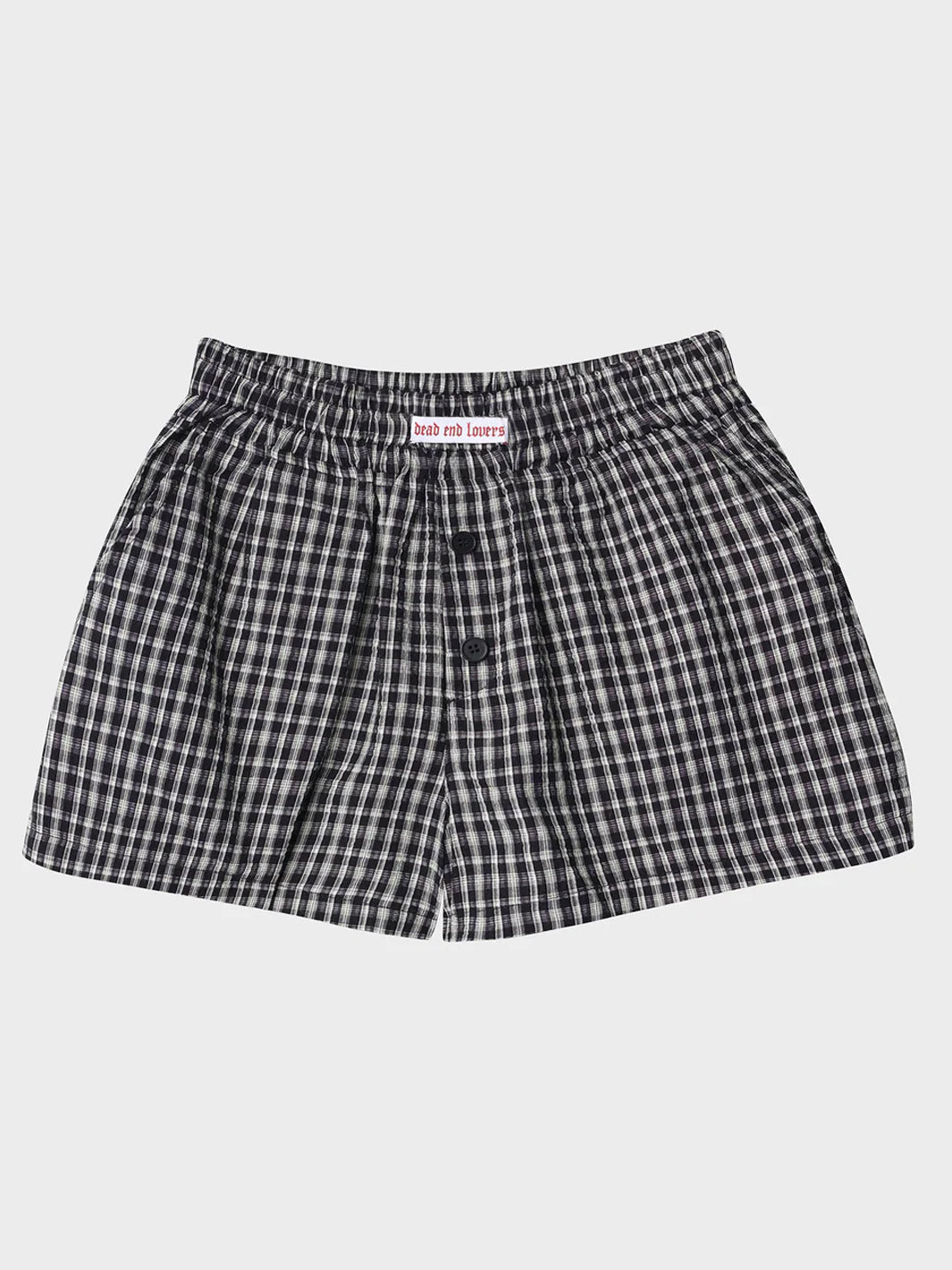 DEAD END CHECK BOXER SHORTS - BLACK