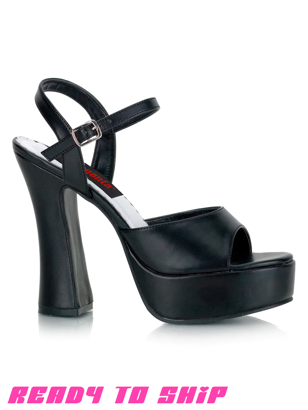 DEMONIA DOLLY-09 SANDALS - BLACK VEGAN LEATHER