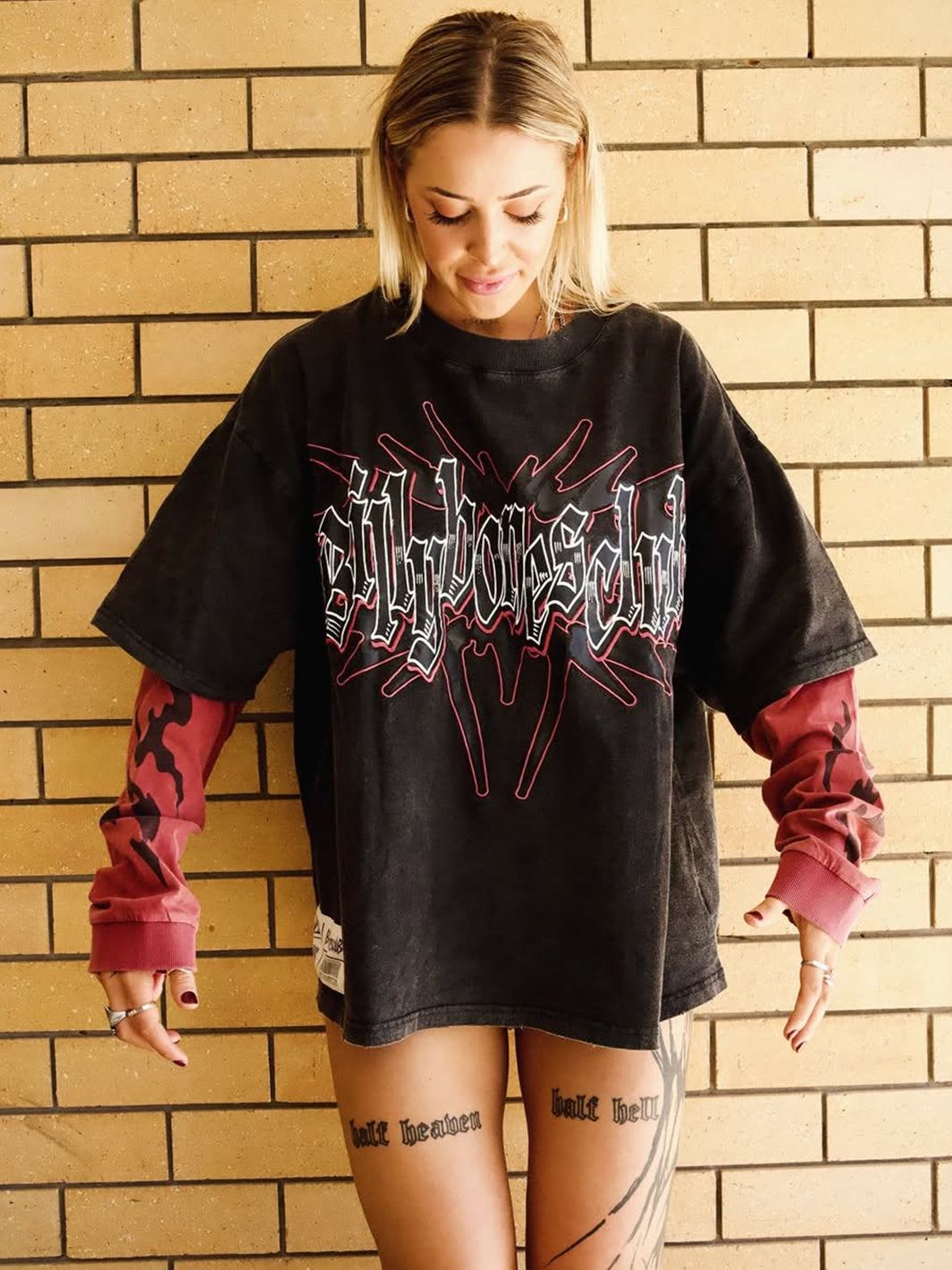 OILCHANGE 2.0 LAYERED TEE - BLACK/RED