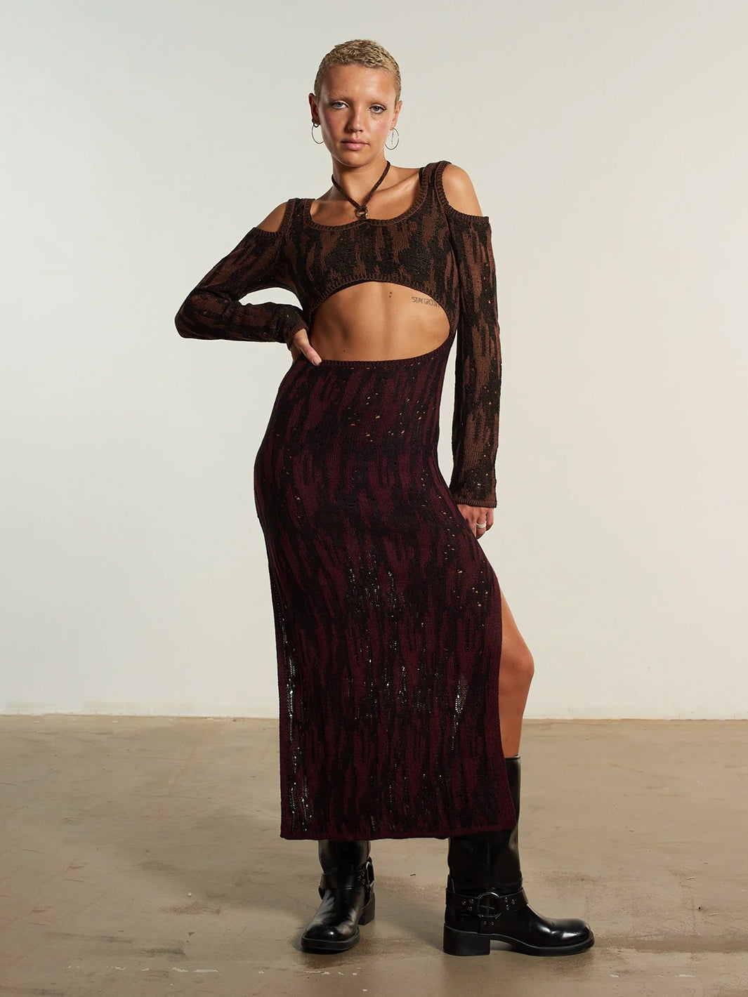 ASCEND CUT OUT KNITTED MAXI DRESS
