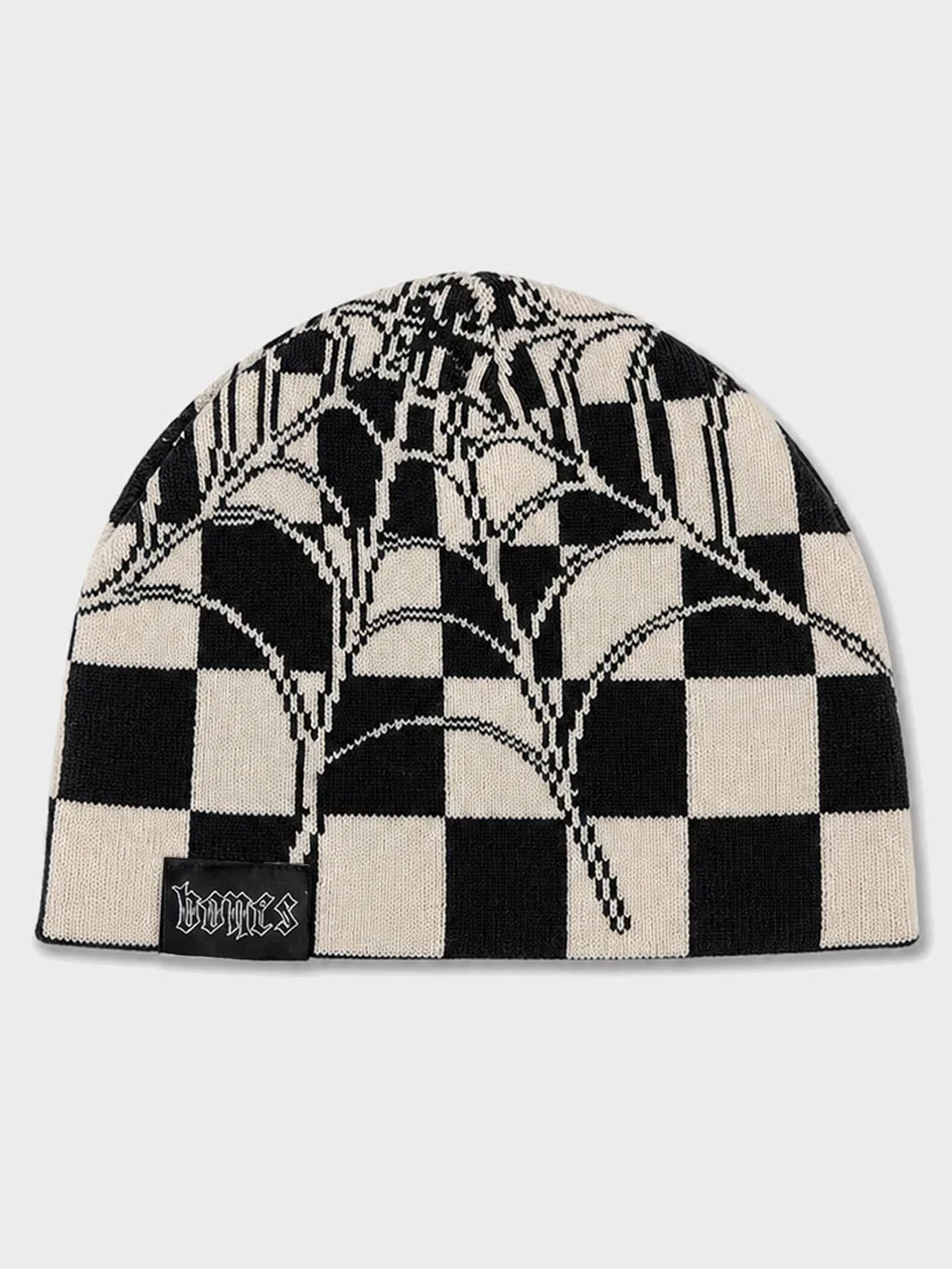 CHECKER WEB REVERSIBLE BEANIE - BLACK/WHITE