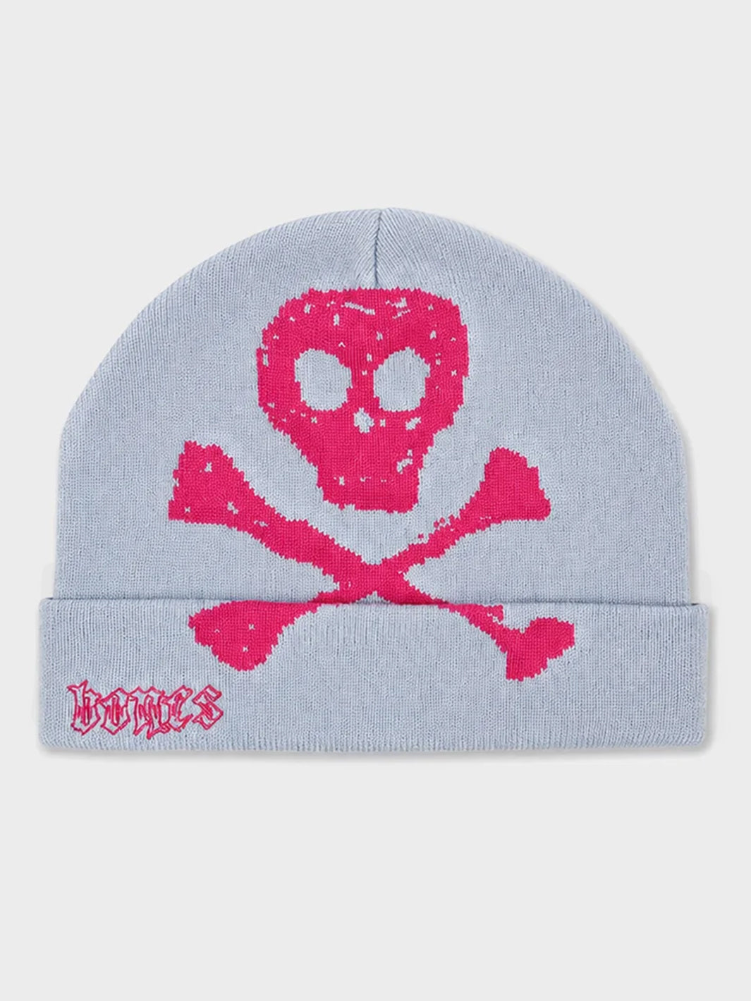 BONES SKULLY BEANIE - SKY BLUE/PINK